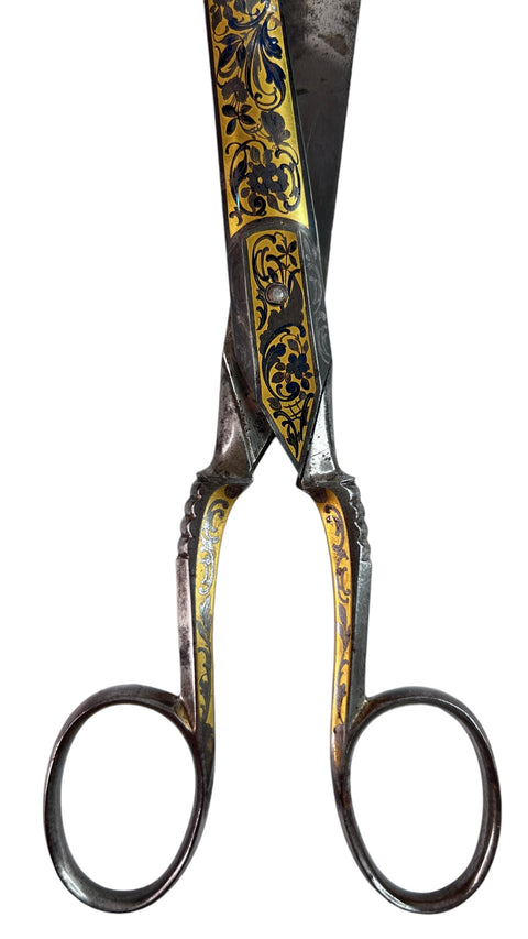 Pair of 19th Century Gold inlaid calligrapher s scissors