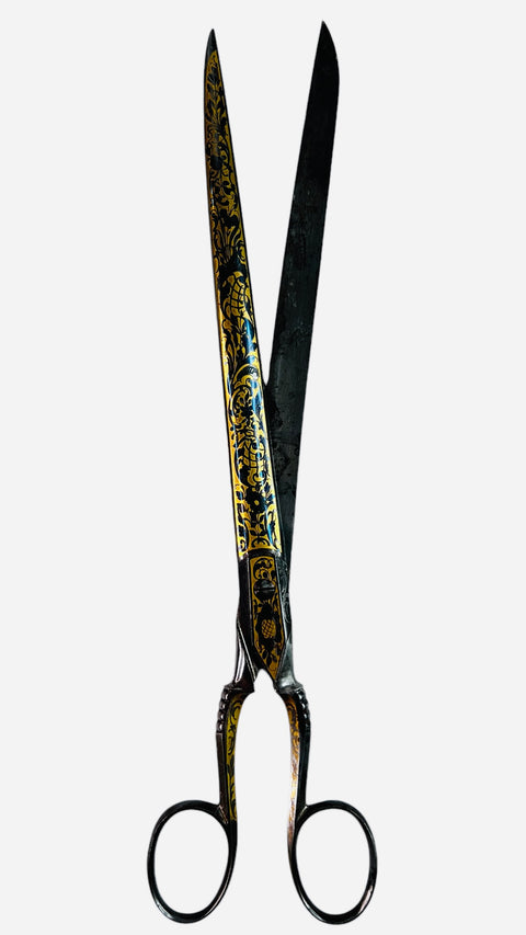 Pair of 19th Century Gold inlaid calligrapher s scissors