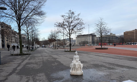 Marble Buddha Sculpture on Elephants Throne