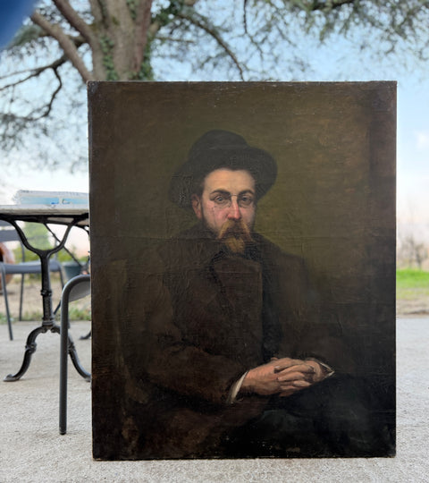 Large 19th century oil portrait - Emile Zola ?