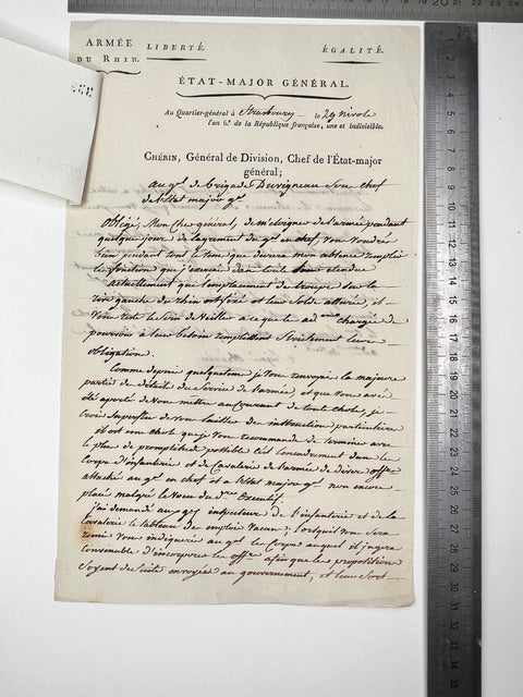 Lettre au Général Duvignau