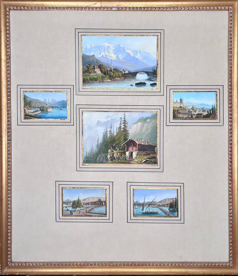 Six 19th century Swiss miniatures vues