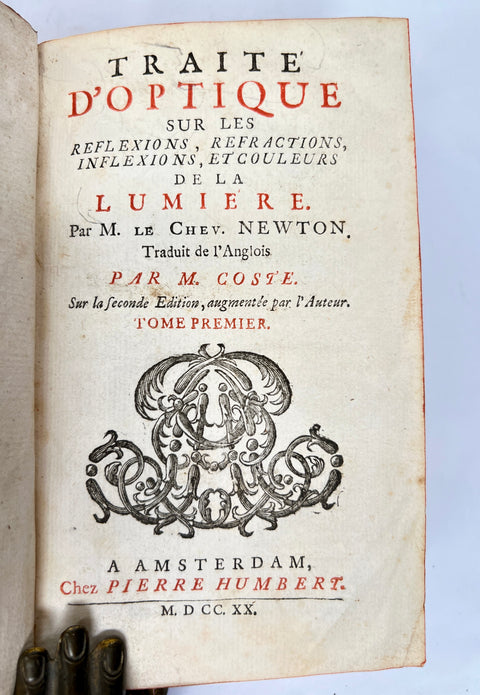 Traité d'optique NEWTON Isaac - Pierre Humbert, Amsterdam, 1720