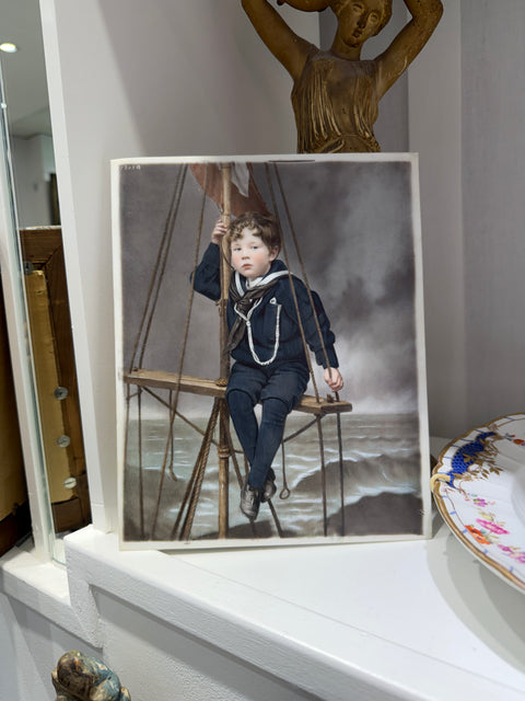Photoceramic Portrait of a Child in a classic navy sailor suit