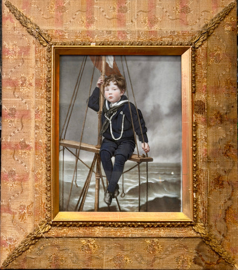 Photoceramic Portrait of a Child in a classic navy sailor suit