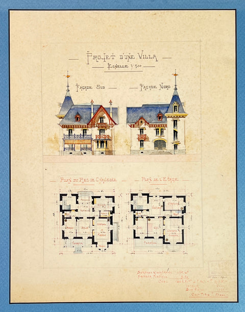 Original Architectural Drawing of Swiss Architect C. Phillipin
