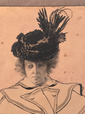 Albert SILVESTRE - Art-Nouveau Drawing of a standing woman 