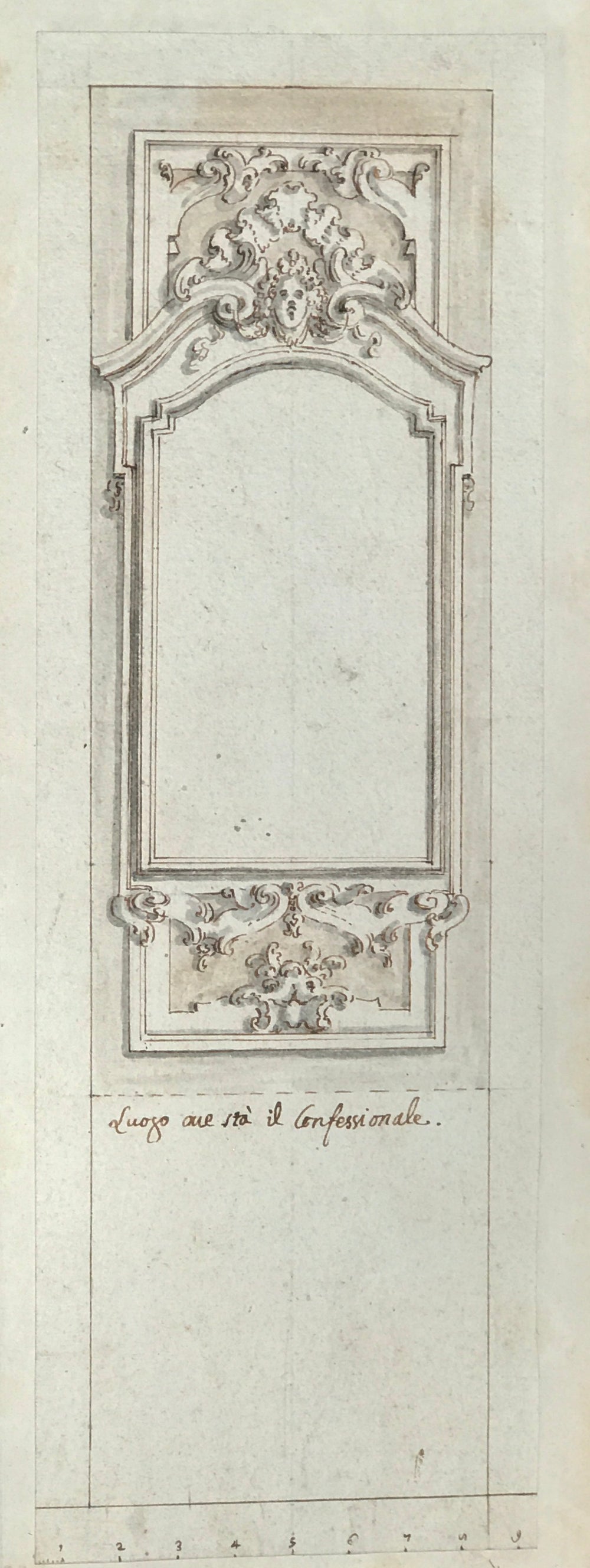 18th century project drawing for a confessional.
