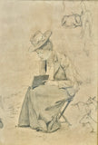 Artist Portrait of Anna Foerster Roesler Graphit Drawing 