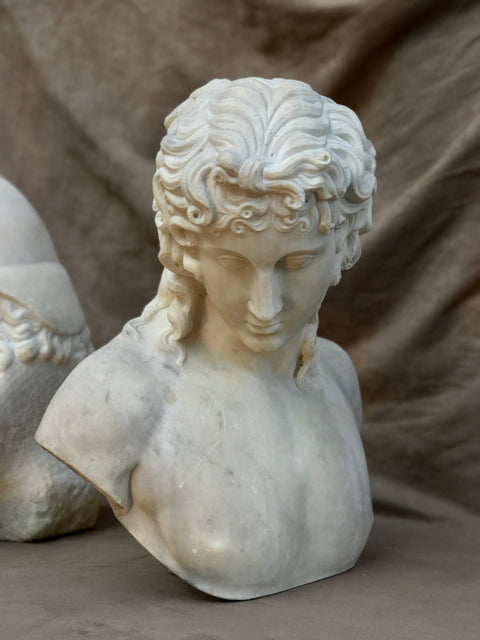 GRAND TOUR MARBLE MARBLE BUSTS OF EROS DI CENTOCELLE and GANYMEDE