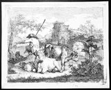 Francesco Londonio four Etchings Shepherds - sheep, dogs, cows and horses