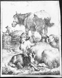 Francesco Londonio four Etchings Shepherds - sheep, dogs, cows and horses