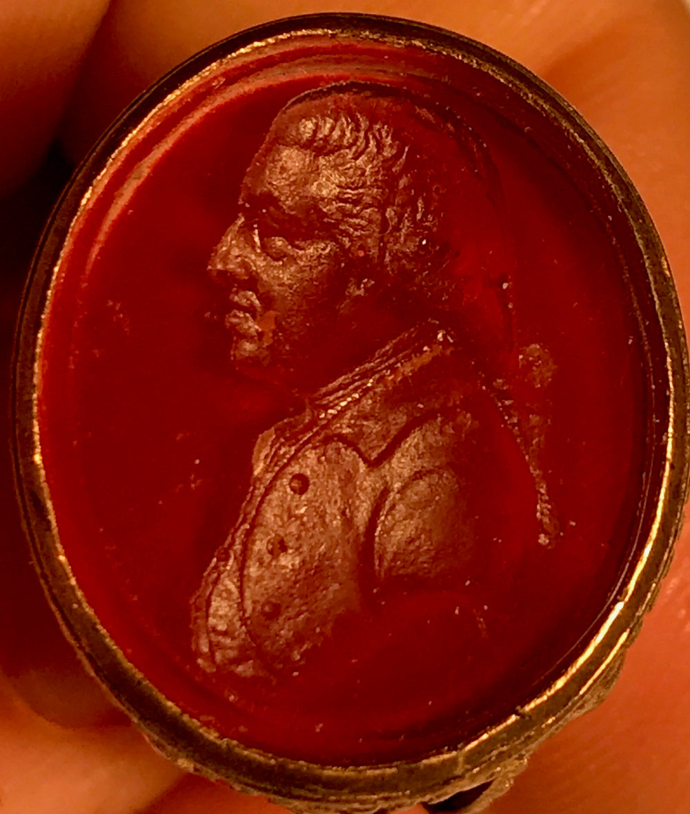 18th century Glass Intaglio Portrait Seal 
