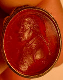 18th century Glass Intaglio Portrait Seal 