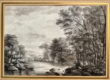 A Wooded River Landscape 18th century Old Master Drawing