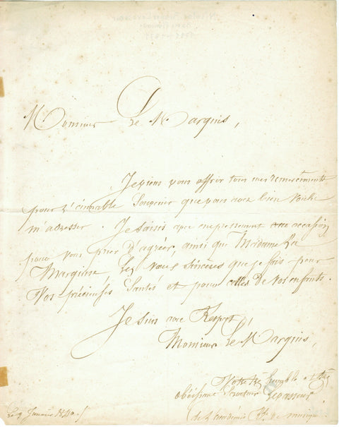 Nicolas-Prosper Levasseur Autograph Letter