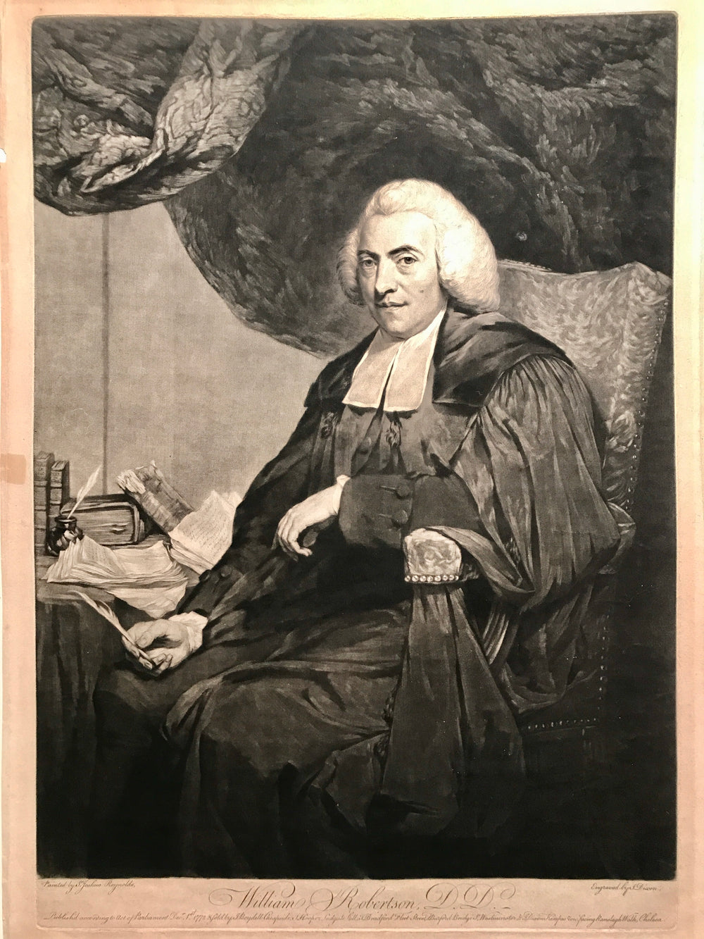 Print, mezzotint, William Robertson DD (1721-1793) (after Sir Joshua Reynolds)