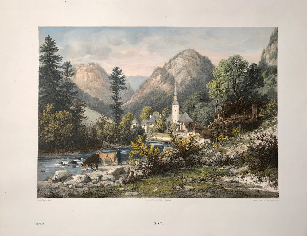 SIXT ( L' Abbaye ) 1866 : LITHOGRAPHIE ORIGINALE de H. TERRY