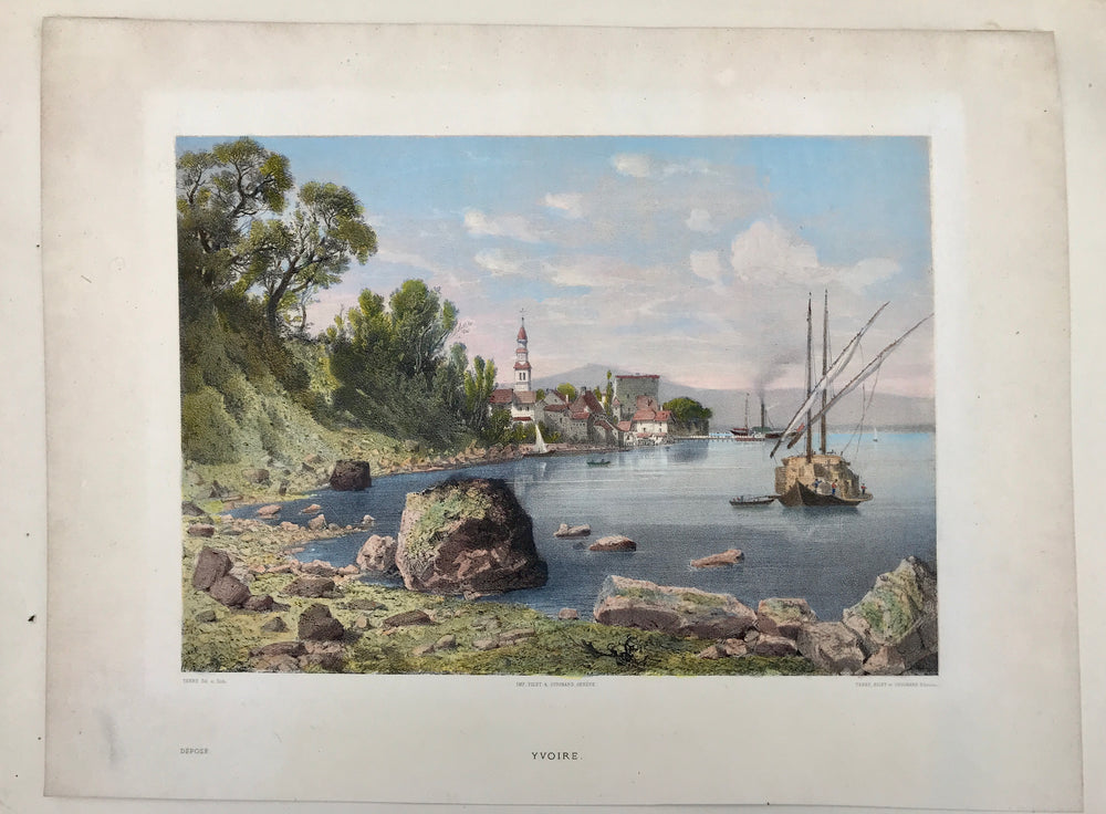 Yvoire - Lac Leman - Hand colored Lithograph