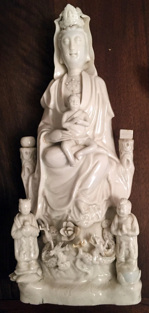 Seated Guanyin with Child and two companions - appleboutique-com
