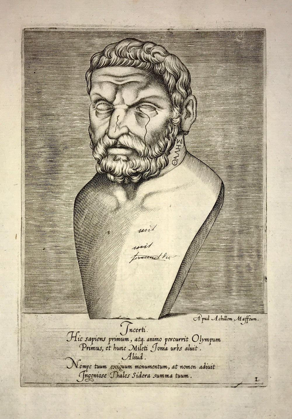 Agostino Veneziano - Portrait of Thales of Miletus - old_master_print